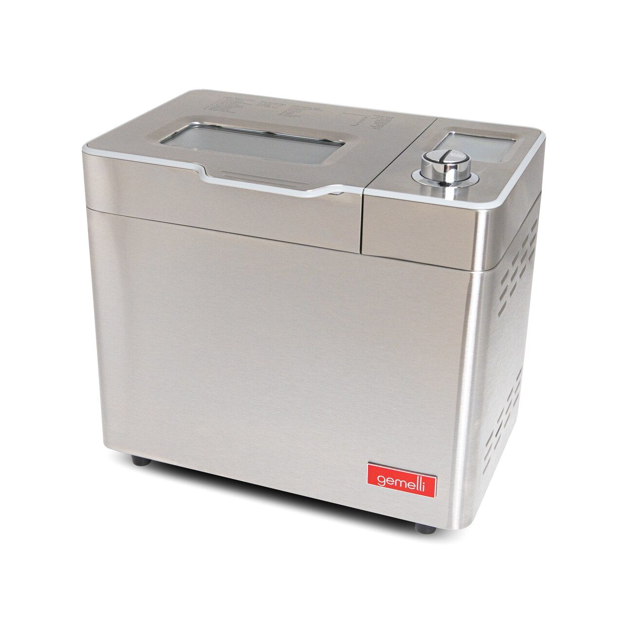 Gemelli Home™ 2LB Artisan Bread Maker, Stainless Steel w/ 21 Functions, Fruit/Nut Dispenser, 3 Loaf Sizes, 3 Shades, Gluten-Free Settings, Ceramic Pan